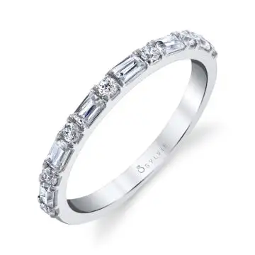 White Gold Stackable Baguette Wedding Band