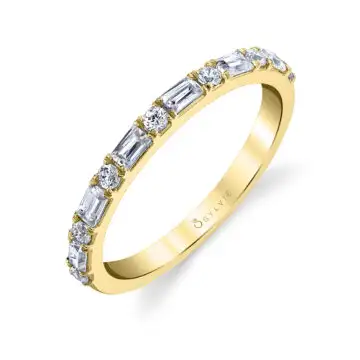 White Gold Stackable Baguette Wedding Band