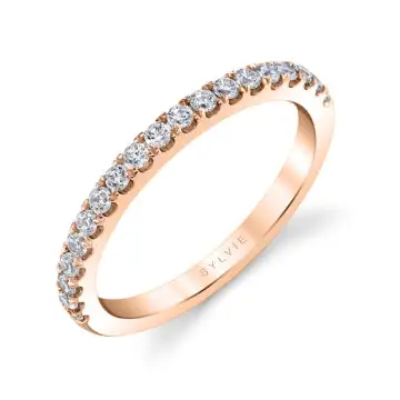 White Gold Round Cut Pave Wedding Band - Isla