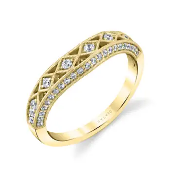 White Gold Modern Vintage Wedding Ring - Shayna