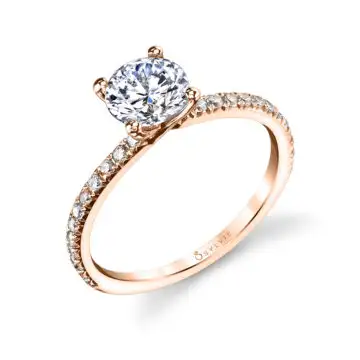 White Gold Round Cut Classic Engagement Ring - Benedetta