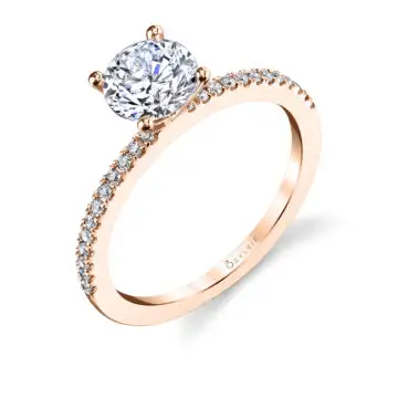 White Gold Round Cut Classic Pave Engagement Ring - Carlotta