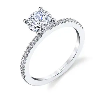 Round Cut Classic Pave Engagement Ring - Carlotta