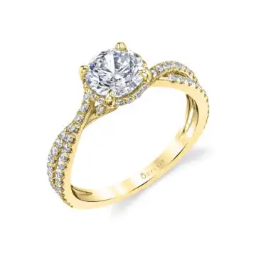 White Gold Round Cut Hidden Halo Engagement Ring - Mia