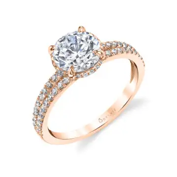 White Gold Round Cut Hidden Halo Ring - Serena