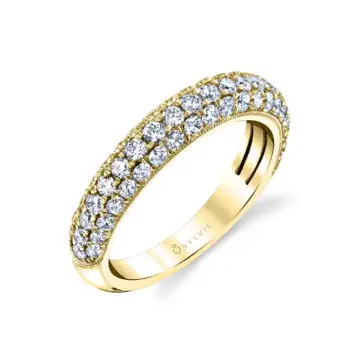 White Gold Round Cut Pave Diamond Band - Amara