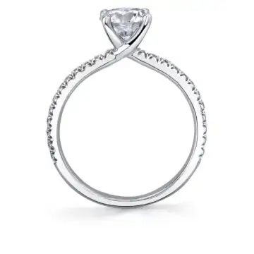 White Gold Round Cut Classic Engagement Ring - Benedetta