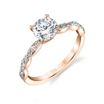 White Gold Round Cut Classic Engagement Ring - Chiara