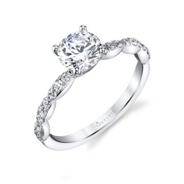 Round Cut White Gold Classic Engagement Ring - Chiara