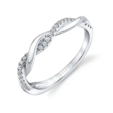 White Gold Spiral Diamond Wedding Ring - Claire