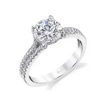 Round Cut Split Band Engagement Ring - Analia