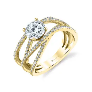 White Gold Round Cut Split Shank Engagement Ring - Hannah