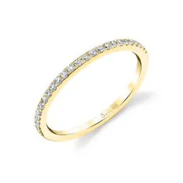 White Gold Round Cut Thin Wedding Band -Serena