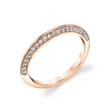 White Gold Round Cut Unique Diamond Wedding Band - Livia