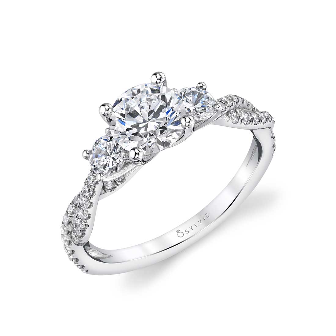 Three Stone Oval with Halfmoons Engagement Ring Setting – Bailey's Fine  Jewelry