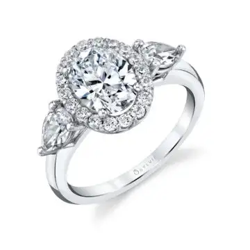 Three Stone Oval Engagement Ring - Lilliana