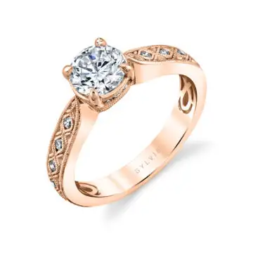 White Gold Antique Style Engagement Ring Setting - Vondelle