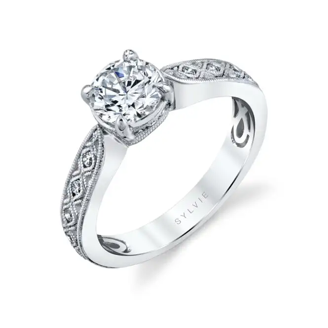 White Gold Antique Style Engagement Ring Setting