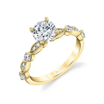 White Gold Antique Style Engagement Ring Setting - Florence