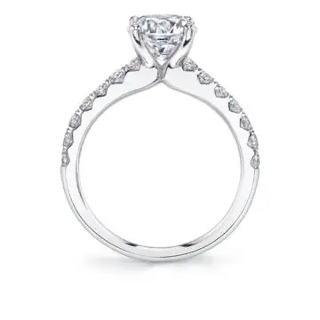 White Gold Round Cut Classic Engagement Ring - Aimee