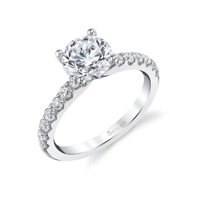 Round Cut White Gold Classic Engagement Ring - Aimee