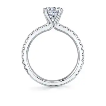 White Gold Round Cut Classic Engagement Ring - Vanessa