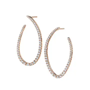 White Gold Unique Diamond Hoop Earrings