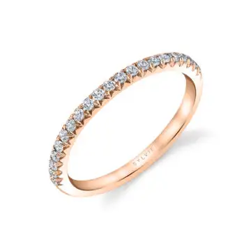 White Gold Round Cut Fishtail Wedding Band - Vanna