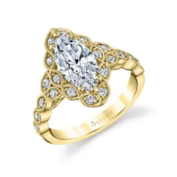 Marquise Cut Flower Engagement Ring - Jori