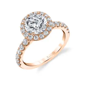 White Gold Round Cut Halo Engagement Ring - Sasha