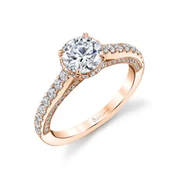 White Gold Round Cut Hidden Halo Engagement Ring - Marianna