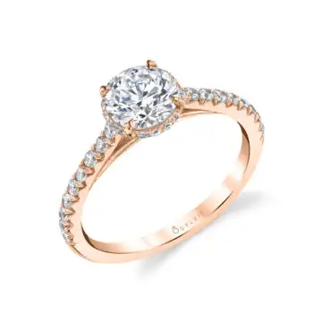 White Gold Round Cut Classic Hidden Halo Engagement Ring - Harmonie