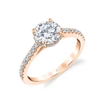 White Gold Round Cut Hidden Halo Engagement Ring - Vienna