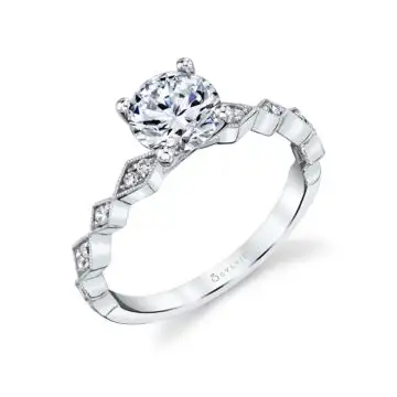 White Gold Modern Engagement Ring - Darcy