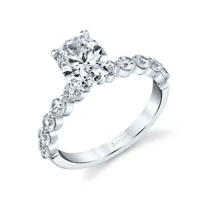 Oval Cut Single Prong White Gold Engagement RIng - Karol