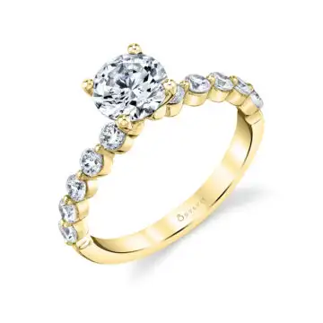 White Gold Round Cut Single Prong Engagement Ring 0.50 Ct. - Karol