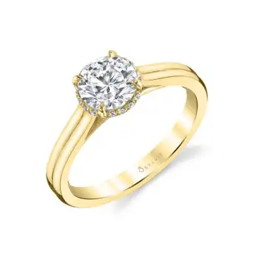 White Gold Solitaire Engagement Ring with Hidden Halo - Annika