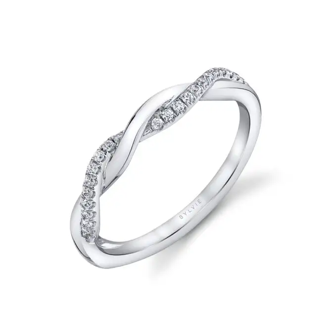 White Gold Three Stone Engagement Ring Profile View