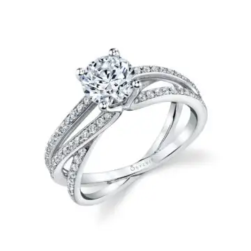 Round Cut Split Band Engagement Ring - Aleene