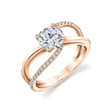 White Gold Split Band Engagement Ring - Flavia