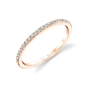 White Gold Round Cut Thin Diamond Band - Halle