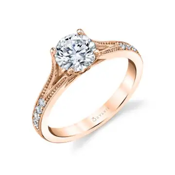 White Gold Round Cut Unique Engagement Ring - Cherish