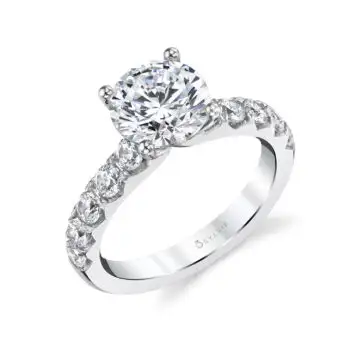 Round Cut Classic Wide Band Engagement Ring - Aloria