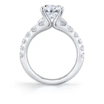 White Gold Wide Band Engagement Ring - Andrea