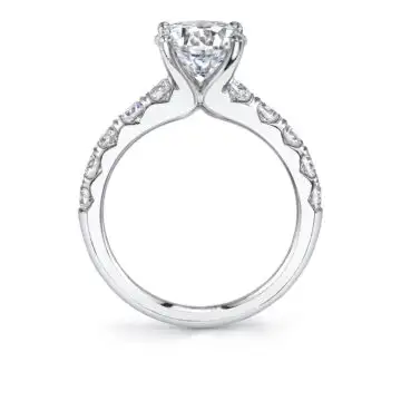 White Gold Round Cut Classic Wide Band Engagement Ring - Aloria