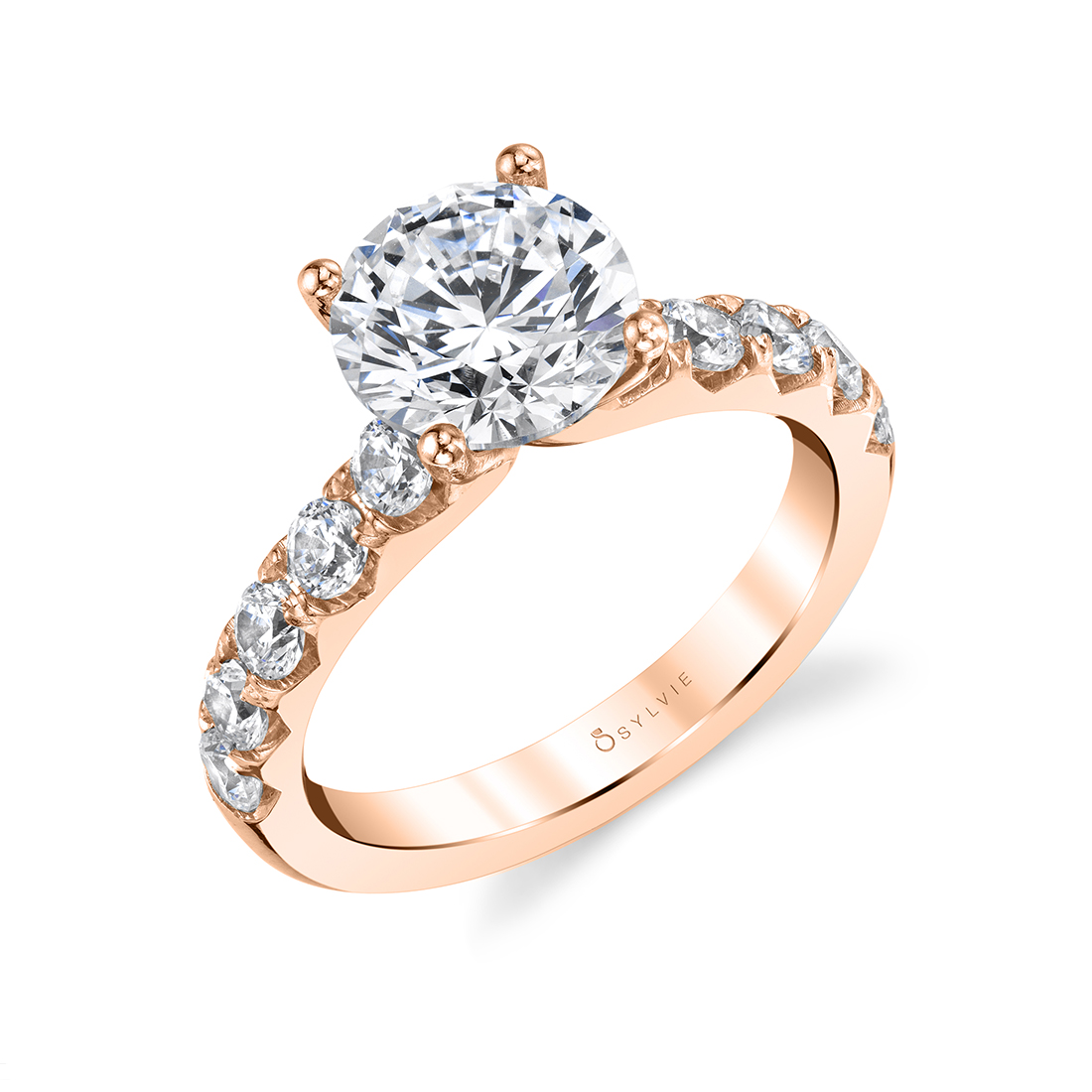 Round Cut Classic Wide Band Engagement Ring - Aloria - Sylvie Jewelry