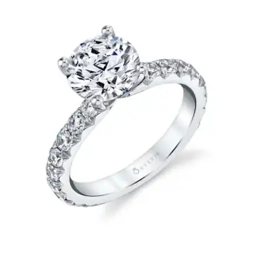 Round Cut Classic Wide Band Engagement Ring - Marlise