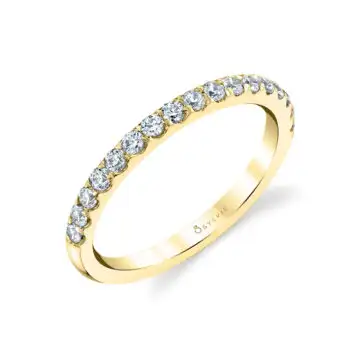 White Gold Round Cut Shared Prong Wedding Band - Tasya