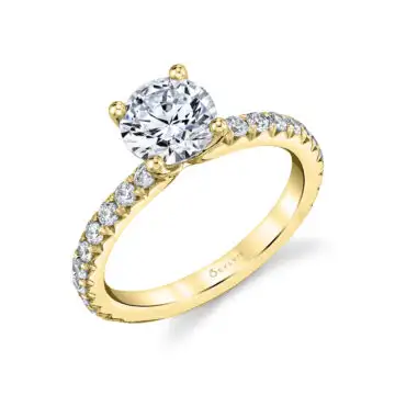 White Gold Round Cut Classic Engagement Ring - Vanessa