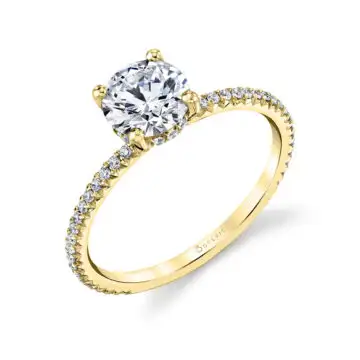 White Gold Classic Pave Engagement Ring - Erseline